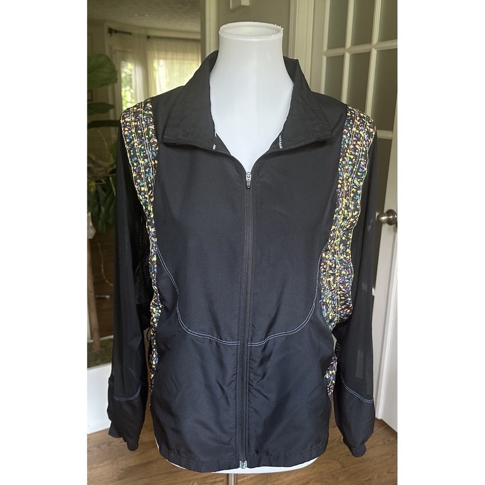 Nike Running Jacket Small Black Multicolor Print Mesh Back Reflective